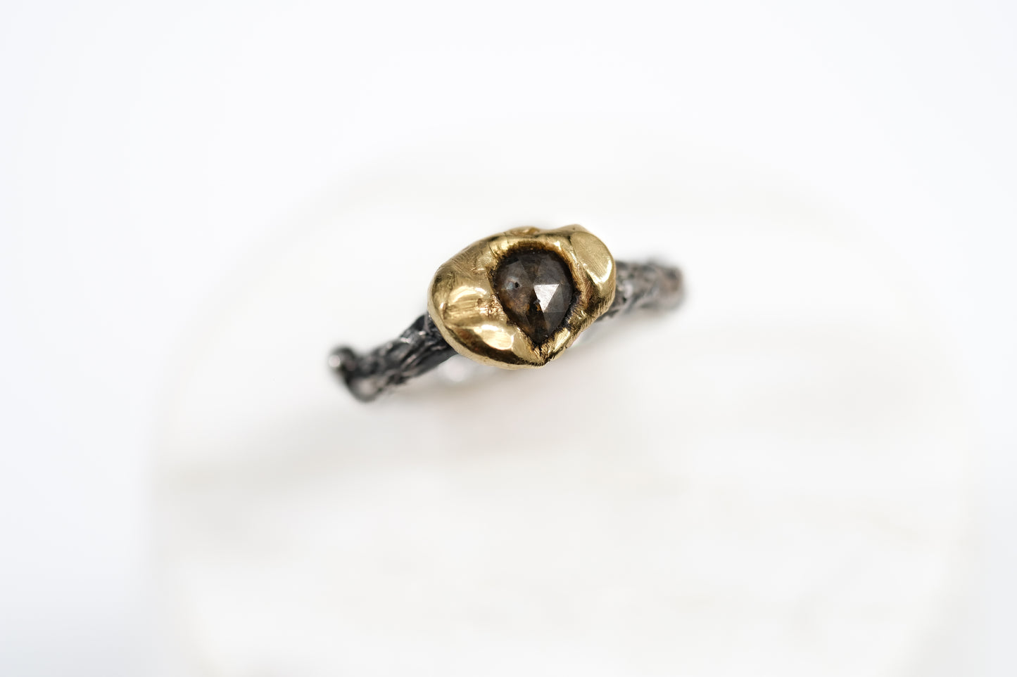 Large gold nugget diamond ring